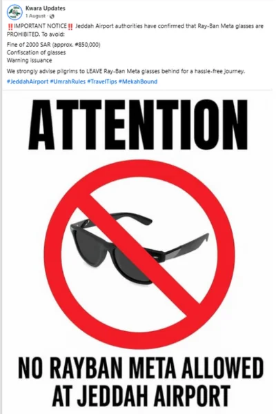 Kwara Updates Ban Meta glasses