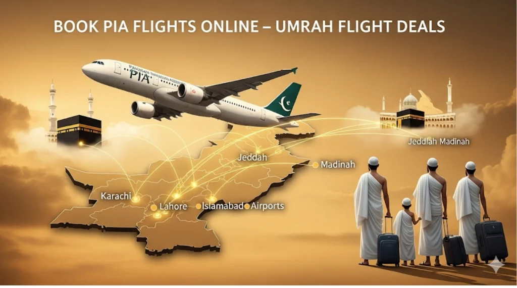 book pia flights online. best pia ticket prices for umrah